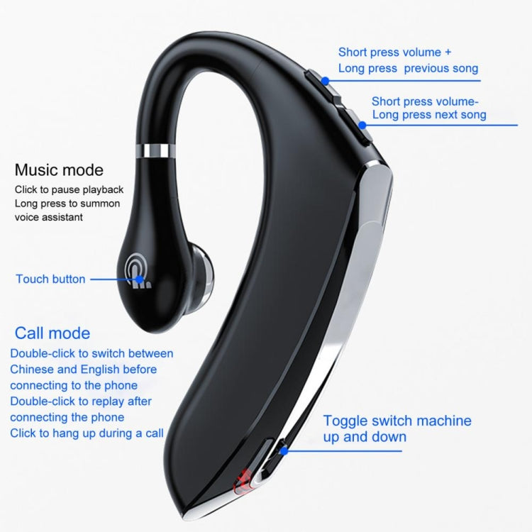 Écouteurs Bluetooth 5.0 universels DS800, style sport, sans fil, avec boîtier de chargement (noir et rouge)